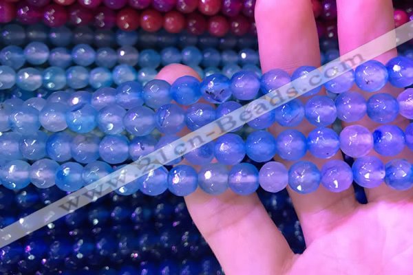 CAA3335 15 inches 8mm faceted round agate beads wholesale