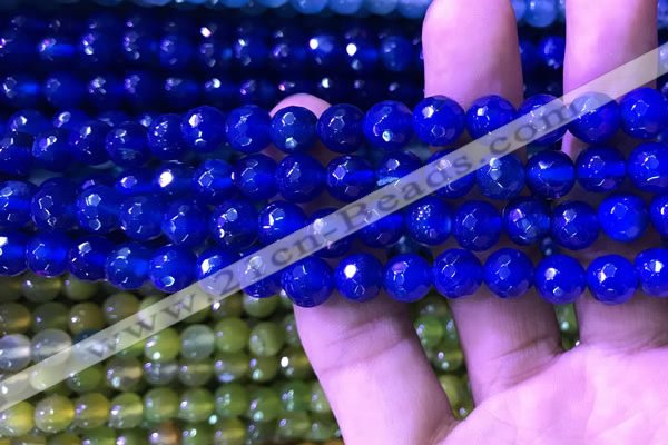 CAA3336 15 inches 8mm faceted round agate beads wholesale