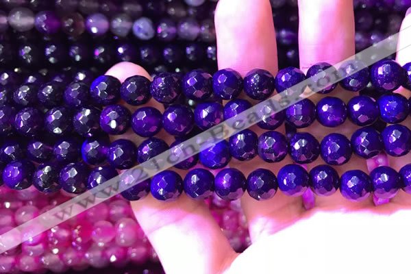 CAA3337 15 inches 8mm faceted round agate beads wholesale