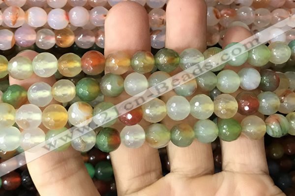 CAA3345 15 inches 8mm faceted round agate beads wholesale