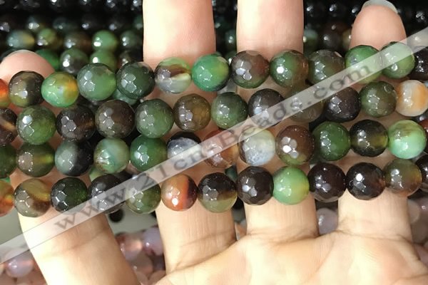 CAA3346 15 inches 8mm faceted round agate beads wholesale