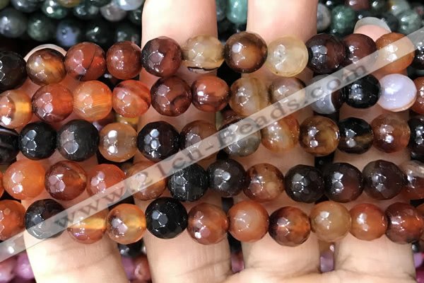 CAA3352 15 inches 8mm faceted round agate beads wholesale