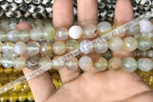 CAA3364 15 inches 10mm faceted round agate beads wholesale