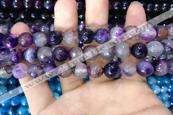 CAA3366 15 inches 10mm faceted round agate beads wholesale