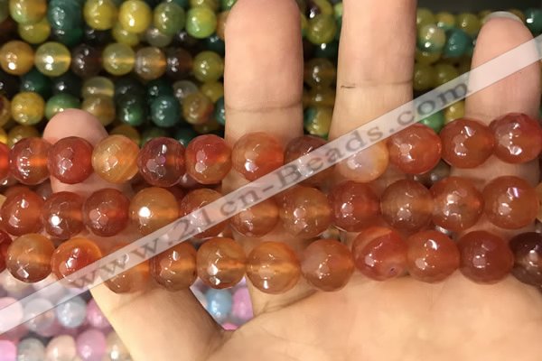 CAA3367 15 inches 10mm faceted round agate beads wholesale