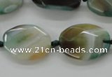 CAA337 15.5 inches 18*25mm faceted oval green line agate beads