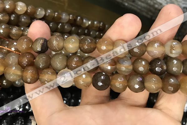 CAA3378 15 inches 10mm faceted round agate beads wholesale