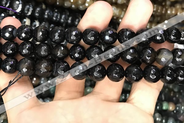 CAA3381 15 inches 10mm faceted round agate beads wholesale