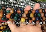 CAA3383 15 inches 10mm faceted round agate beads wholesale