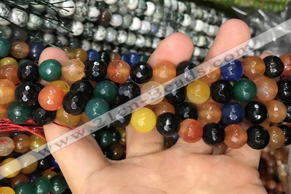 CAA3383 15 inches 10mm faceted round agate beads wholesale