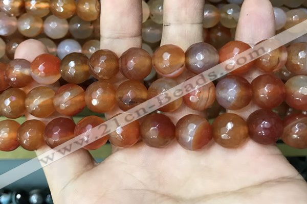 CAA3400 15 inches 12mm faceted round agate beads wholesale