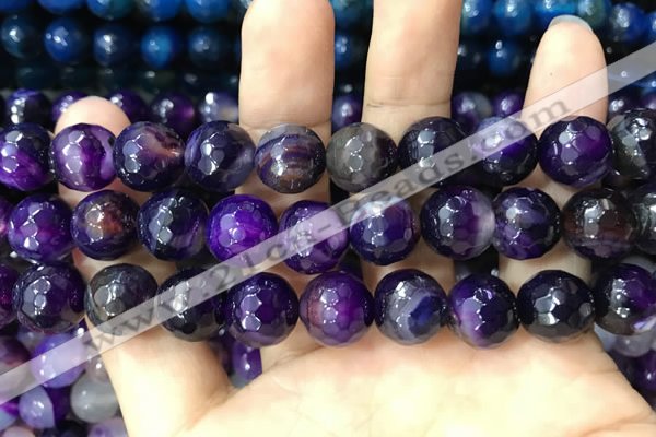 CAA3402 15 inches 12mm faceted round agate beads wholesale