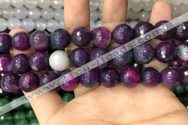 CAA3403 15 inches 12mm faceted round agate beads wholesale