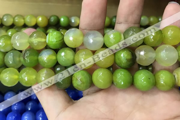 CAA3405 15 inches 12mm faceted round agate beads wholesale