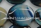 CAA341 15.5 inches 35mm flat round blue line agate beads