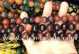 CAA3410 15 inches 12mm faceted round agate beads wholesale