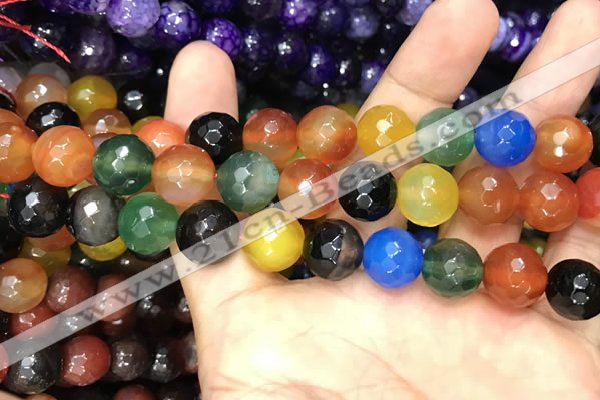 CAA3413 15 inches 12mm faceted round agate beads wholesale