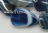 CAA342 15.5 inches 22*30mm flat teardrop blue line agate beads