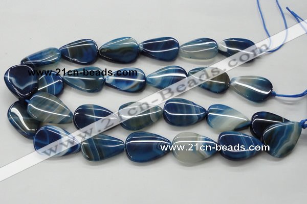 CAA342 15.5 inches 22*30mm flat teardrop blue line agate beads