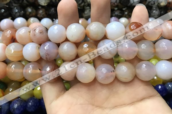 CAA3421 15 inches 14mm faceted round agate beads wholesale
