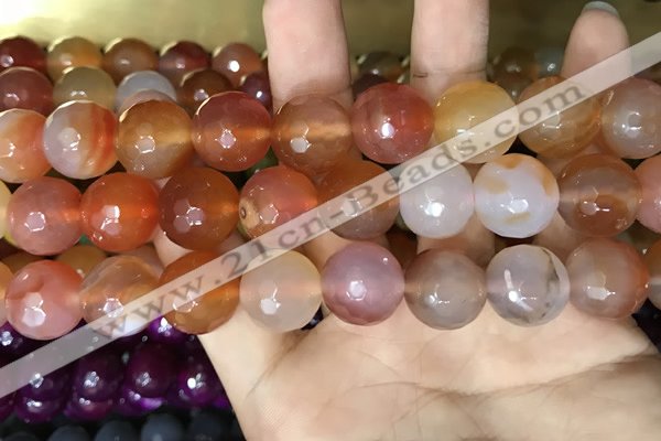CAA3422 15 inches 14mm faceted round agate beads wholesale