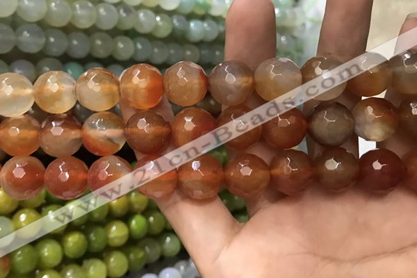 CAA3423 15 inches 14mm faceted round agate beads wholesale