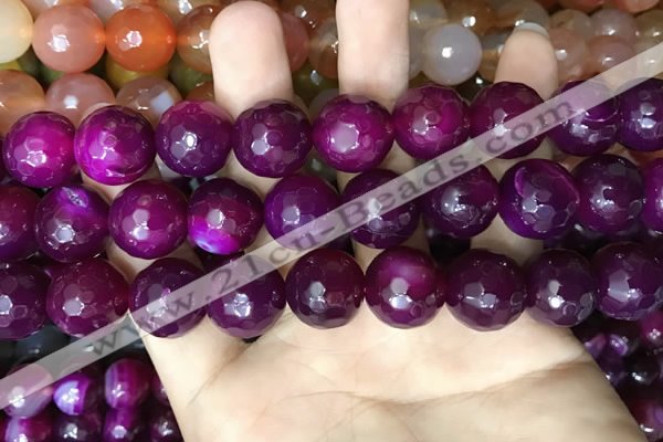 CAA3426 15 inches 14mm faceted round agate beads wholesale