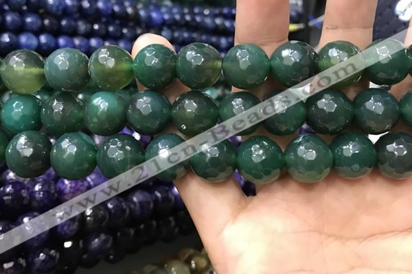 CAA3431 15 inches 14mm faceted round agate beads wholesale