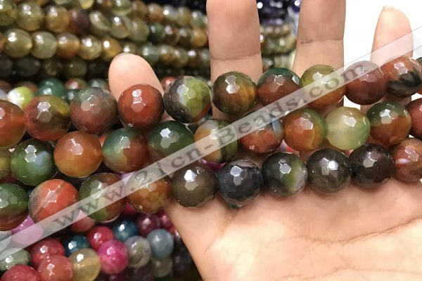 CAA3432 15 inches 14mm faceted round agate beads wholesale