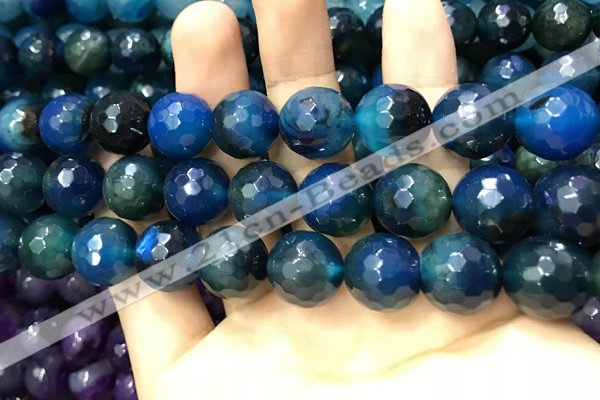 CAA3436 15 inches 14mm faceted round agate beads wholesale