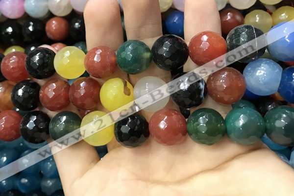 CAA3438 15 inches 14mm faceted round agate beads wholesale