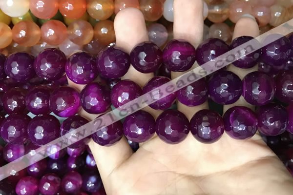 CAA3447 15 inches 16mm faceted round agate beads wholesale