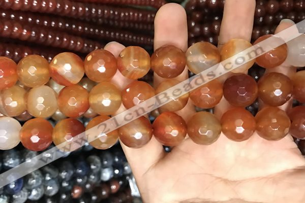 CAA3448 15 inches 16mm faceted round agate beads wholesale