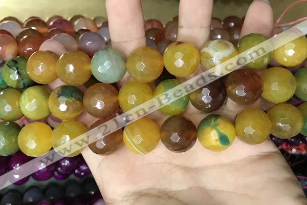 CAA3450 15 inches 16mm faceted round agate beads wholesale