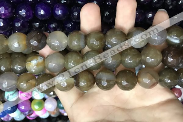 CAA3453 15 inches 16mm faceted round agate beads wholesale