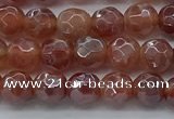 CAA3508 15.5 inches 4mm faceted round AB-color fire agate beads