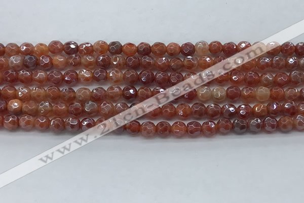 CAA3508 15.5 inches 4mm faceted round AB-color fire agate beads