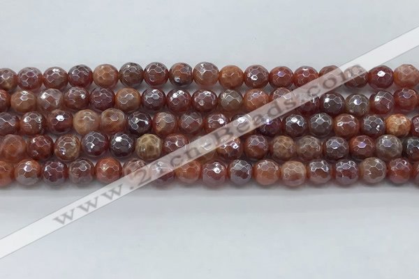 CAA3509 15.5 inches 6mm faceted round AB-color fire agate beads