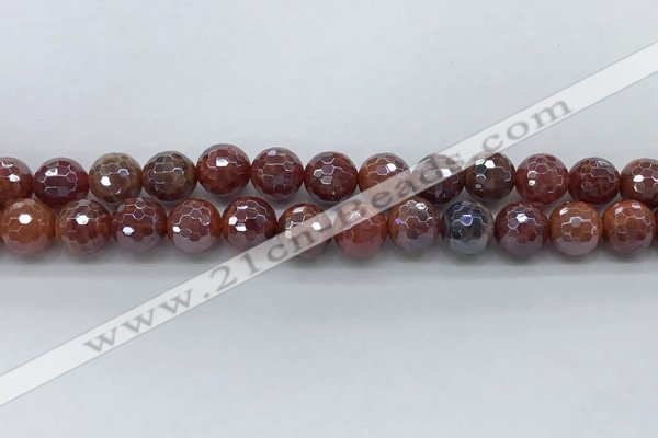 CAA3511 15.5 inches 10mm faceted round AB-color fire agate beads