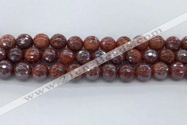 CAA3512 15.5 inches 12mm faceted round AB-color fire agate beads