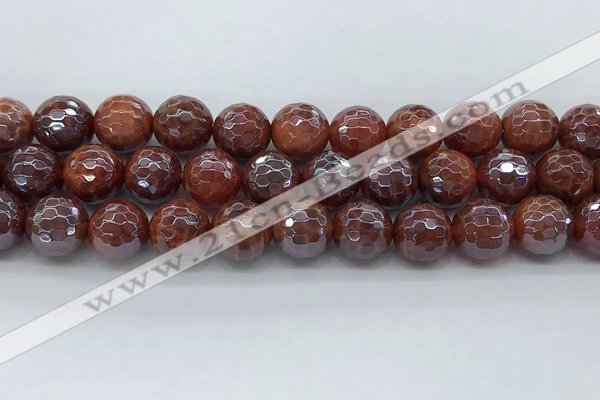 CAA3513 15.5 inches 14mm faceted round AB-color fire agate beads