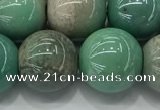 CAA3520 15.5 inches 14mm round AB-color grass agate beads wholesale