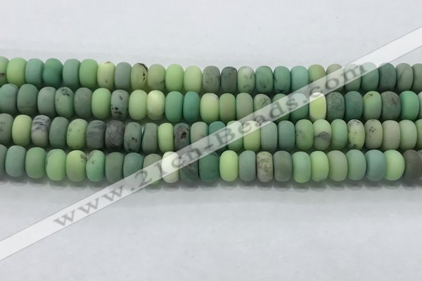 CAA3523 15.5 inches 5*8mm rondelle matte grass agate beads wholesale