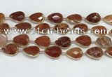 CAA3528 7.5 inches 13*18mm faceted flat teardrop fire agate beads