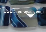 CAA353 15.5 inches 22*30mm faceted rectangle blue line agate beads