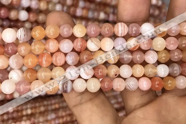CAA3532 15.5 inches 6mm round pink botswana agate beads