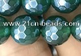 CAA3545 15.5 inches 10mm faceted round AB-color green agate beads