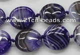 CAA355 15.5 inches 18mm flat round violet line agate gemstone beads