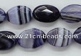 CAA357 15.5 inches 13*18mm faceted oval violet line agate beads