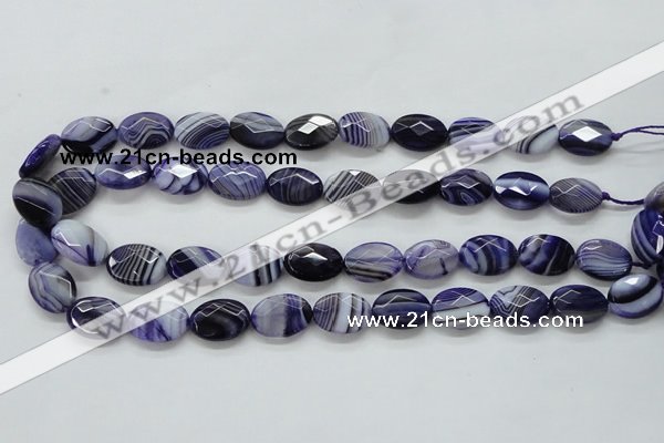 CAA357 15.5 inches 13*18mm faceted oval violet line agate beads